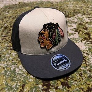 Reebok Black and Tan Cap with Embroidered Patch Chicago blackhawks 71/4